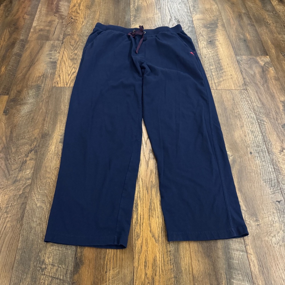 Tommy Bahama Mens Navy Blue Knit Lounge Sleep Pants Large Drawstring Cotton Cozy